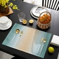 thumbnail image 3 of Teal Ombre Placemats Set of 8, Modern Yellow Gradient Farmhouse Art Placemats for Dining Table, Place Mats for Kitchen Tabletop, Waterproof Wipeable Dining Table Mats Set, 3 of 9