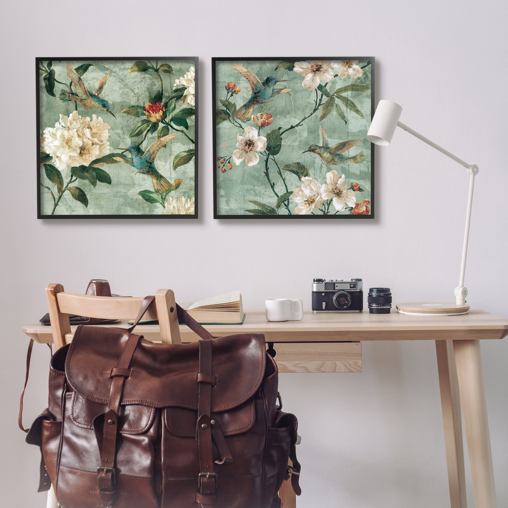 Stupell Industries Hummingbirds & Florals Botanical & Floral Painting Black Framed Art Print Wall Art, 24 x 24