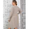 thumbnail image 4 of Yesfashion Women's Plus Size V Neck Cable Knit Sweater Dress Long Sleeve Oversized Casual Pullover Midi Dress, 4 of 5