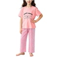 thumbnail image 3 of Bovxnpu Unisex Girls Summer Outfits Casual Loungewear Set Graphic Short Sleeve Crewneck Kids Soft Loungewear Pants Set, 3 of 6