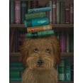 thumbnail image 2 of Fab Funky 15x18 Black Ornate Wood Framed with Double Matting Museum Art Print Titled - Labradoodle, Brown, and Books, 2 of 4