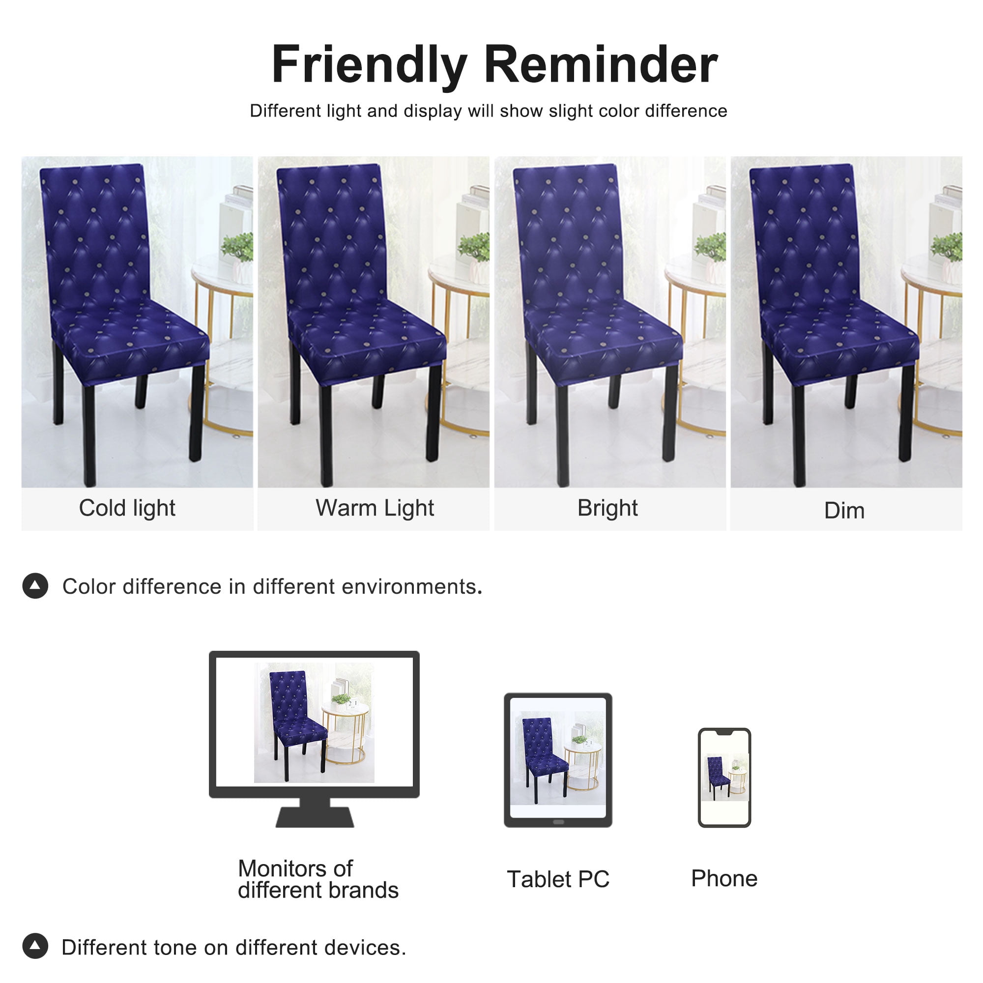 Unique Bargains Stretch Washable Chair Cover for Dining Room Slipcovers Blue