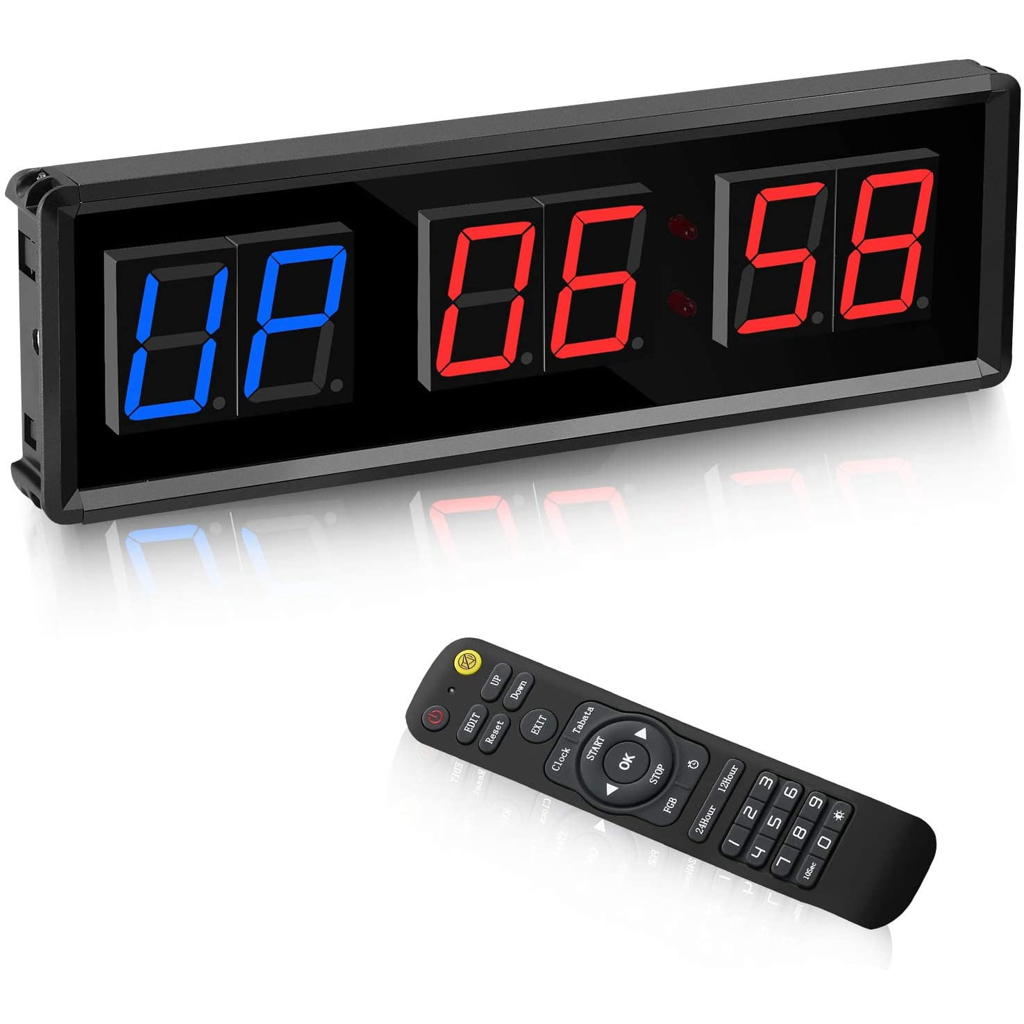 6 Digits Programmable LED Interval Timer Clock Countdown/up Wall-mounted Fit Gym 