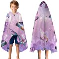 thumbnail image 3 of Purple Butterfly Pattern Hooded Bath Towel，50"x30" for Ages 3 To 12 Kids, Quick Dry Lightweight Soft Microfiber Hood Beach Towel Cover Up for Kids, 3 of 7