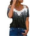 thumbnail image 1 of Blusa informal de manga corta con cuello en V y encaje con hombros descubiertos para mujer OAVQHLG3B Store  lin121212, 1 of 5