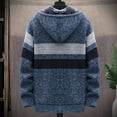 thumbnail image 4 of Honeeladyy Mens Fleece Lined Zipper Knit Jacket, Winter Warm Color Blocking Loose Soft Hooded Jacket for Sport Blue XL, 4 of 4