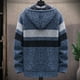zanvin Casual Jackets for Men,Holiday Gift Clearance,Men Casual Patchwork Long Sleeve Knitting Hooded Cardigan Zipper,Blue - image 3 of 4