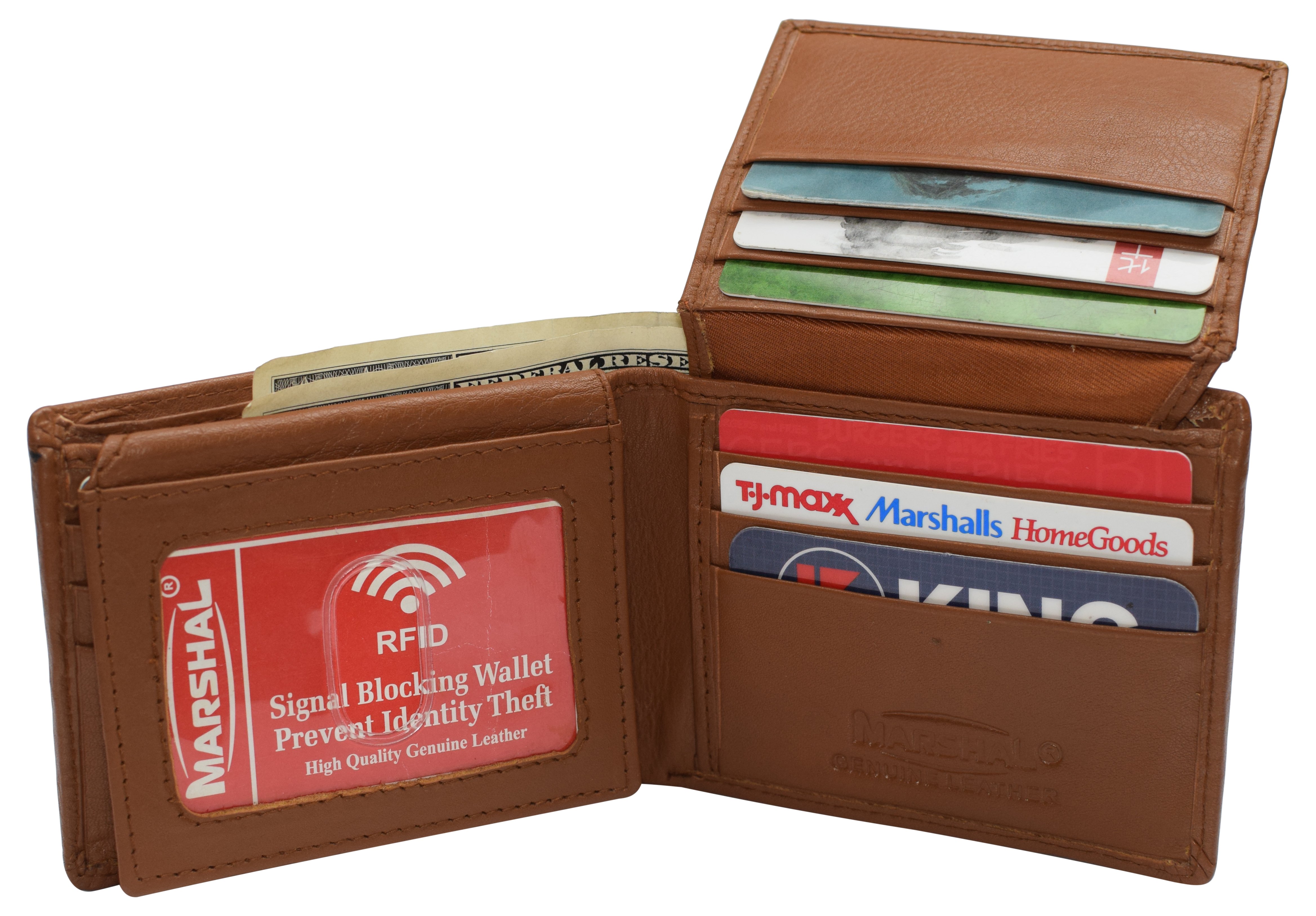 Mens Leather Multi Card Bifold with Double Flip-up 3 Id Windows RFID  Blocking - Walmart.com
