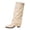 Beige, variant on RotHome Women Knee High Boots Wide Calf Chunky High Heel Pointed Toe Fold Over Boot Fashion Fall Winter Tall Pull On Cowboy Boots for Women