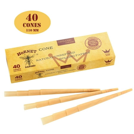 Raw King Size Papers HORNET Pre-Rolled Cones, 40 PCS Cigarette Tubes of King Size, Raw Cones Rolling Papers with Tips (110mm) ()