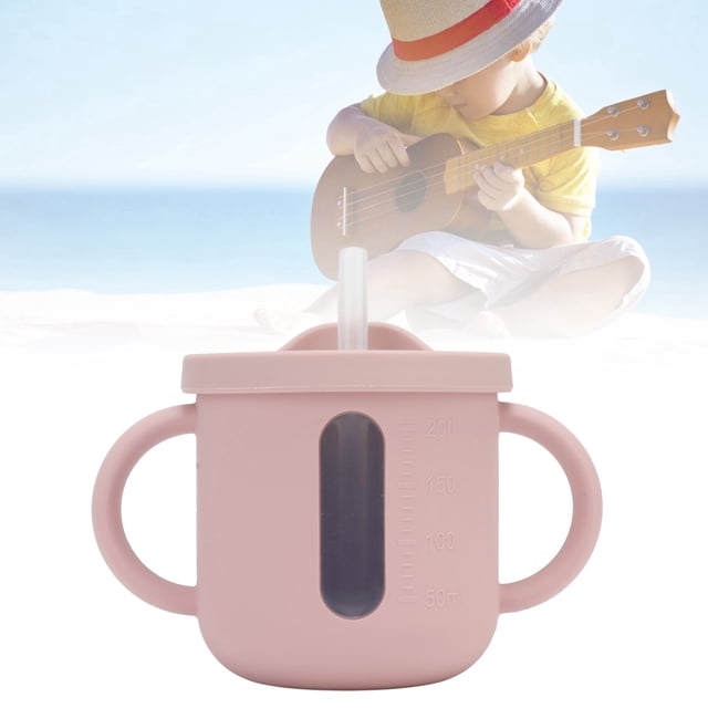 Tazas para Sorber de Silicona Con Asas Dobles, Taza de Abrenamiento Ligera A Prueba de Fugas para Niños Pequeños para viajar a Casa
