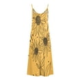 thumbnail image 5 of WCMZJ Womens Summer Print Long Dresses V Neck Spaghetti Straps Maxi Dress Casual Sun Dress for Holiday Beach Yellow L, 5 of 5