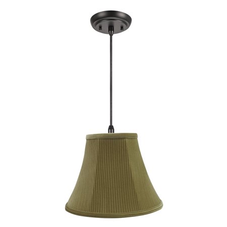 

Aspen Creative 70159-11 One-Light Hanging Pendant Ceiling Light with Transitional Bell Fabric Lamp Shade Brown-Green 12 width