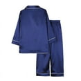 thumbnail image 4 of OUSITAID Children Kid Long Sleeve Silk Pajama Set  Christmas Color Silk Pajamas  Pink 110, 4 of 9