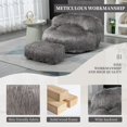 thumbnail image 4 of High Back Bean Bag Chair plush for Adults  Lazy  lounger Couch Grey, 4 of 5
