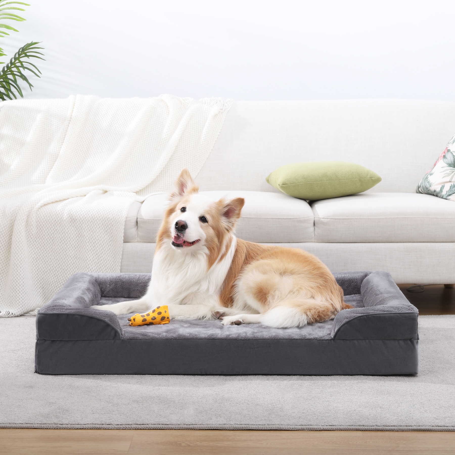 KSIIA Orthopedic Dog Bed for Large Dogs, Gray photo 5