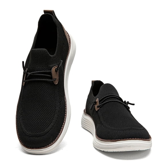 GLYGML Men's Black Mesh Slip-On Casual Shoes - Lightweight Breathable Loafers Product Title