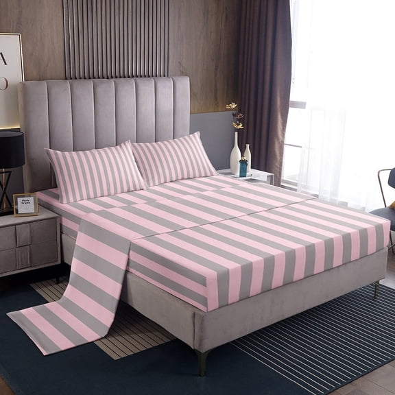 Erosebridal Stripes Ombre Sheet Set Twin, Abstract Bedding Sets Twin Size, Modern Geometric Twin Sheet Sets, Super Cozy Room Decorative, 3-Piece