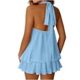 thumbnail image 6 of Ynynloco Women's Summer Dress Chiffon Halter Drop Waist Wedding Guest Dresses Ruffle Mini Dress Brunch Outfits, 6 of 7