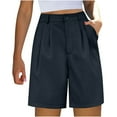 thumbnail image 3 of Lenpel Bermuda Shorts for Women High Waisted Business Casual Pleated Dress Shorts with Pockets Summer Work Shorts, 3 of 3
