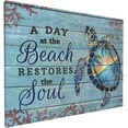 thumbnail image 2 of Sea Turtle Wall Art Beach Coast Scenery Pictures Wall Decor A Day At The Beach Restores the Soul Canvas Painting Prints Artwork Modern Home Decoration Framed for Living room Bedroom Bathroom Office, 2 of 6
