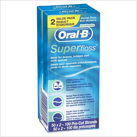 Oral-B Super Floss Pre-Cut Strands, Mint, 50 Count, Pack of 2 2 Pack