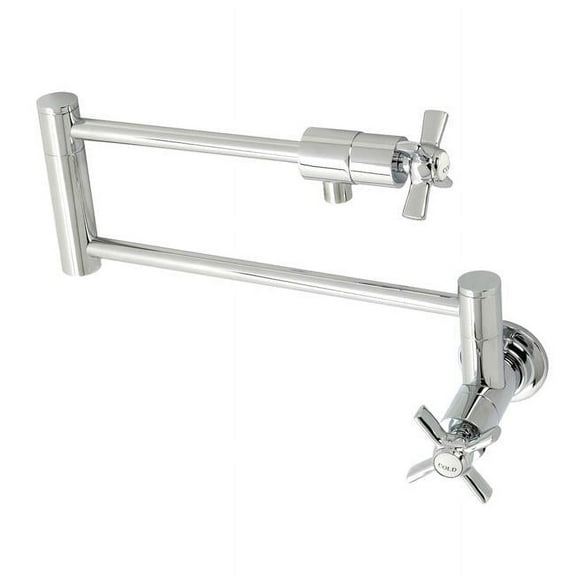 Kingston Brass KS4106ZX Millennium Two-Handle 1-Hole Wall Mount Pot Filler Faucet in Polished Nickel