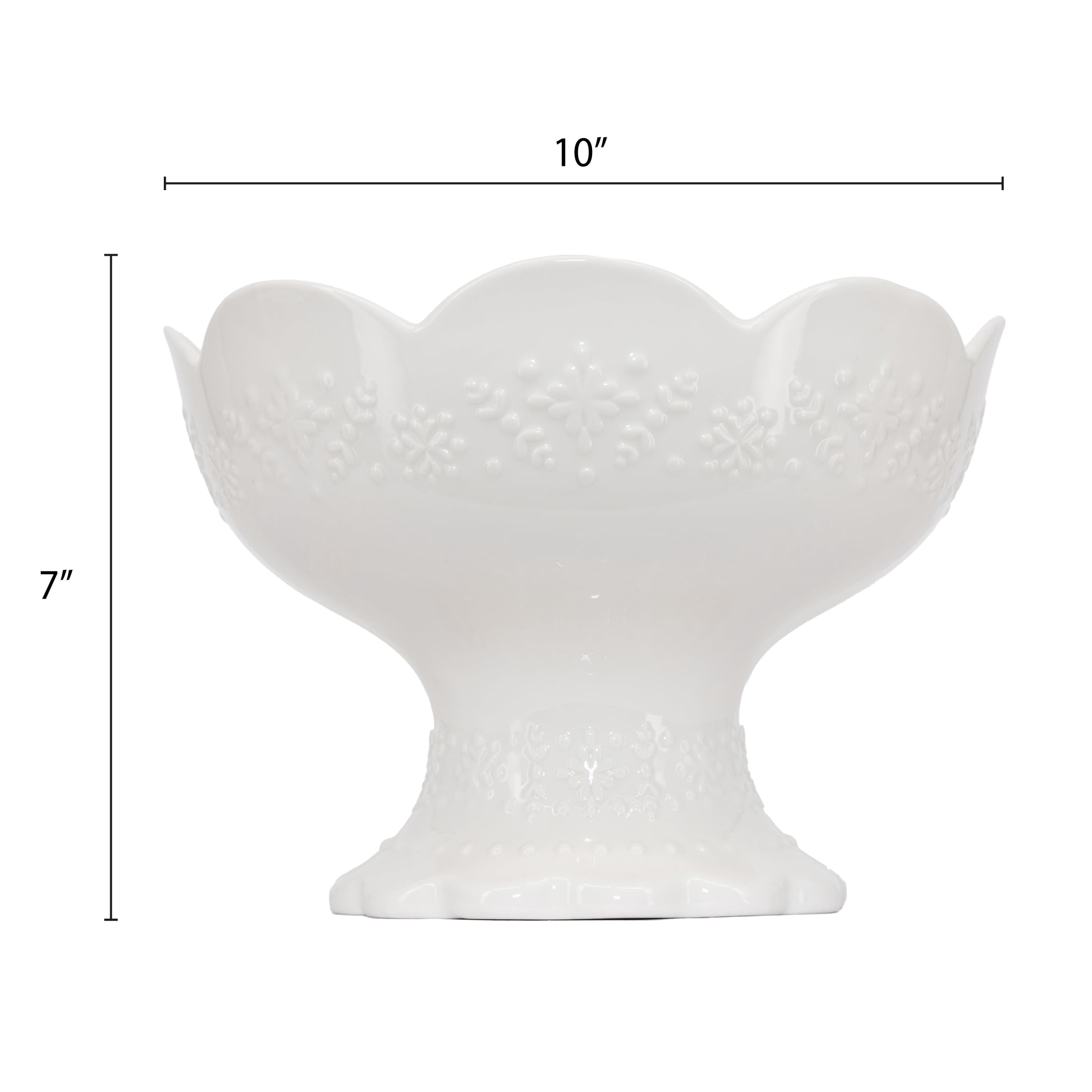 My Texas House Christmas Decorative Footed Bowl, White, 10"