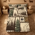 thumbnail image 5 of meiyoeat Retro Woodland Deer Queen Sheets For Adults,Rustic Mountain Bear Pine Queen Sheet Sets For Men,4pcs, 5 of 6