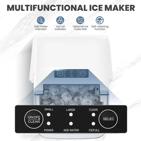 ZHICHUN Portable Countertop Ice Maker 26lbs/24H 6-Min Fast Ice Machine Self-Cleaning Quiet Design