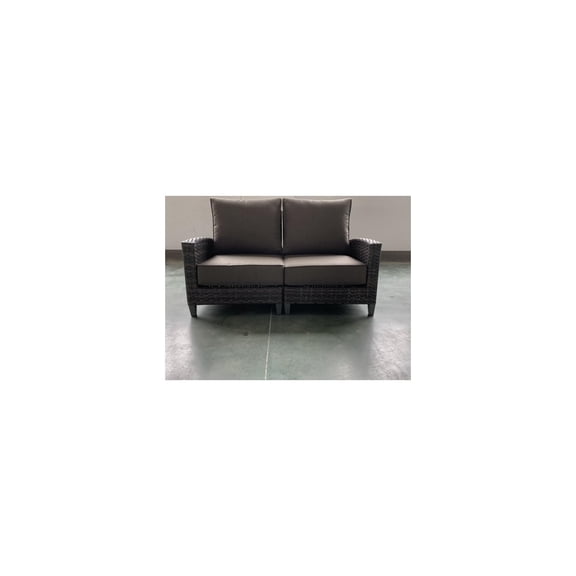 Barbados 2-PC Two-Tone Dark Gray/Light Gray Wicker Loveseat in Charcoal Cushion