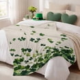 thumbnail image 3 of Throw Blanket Fleece Throw Blanket 50x60in, Irish St. Patrick's Day Green Luck Leaf Soft Lightweight Bed Blankets Vintage Linen Fuzzy Couch Blankets for All Season, 3 of 9