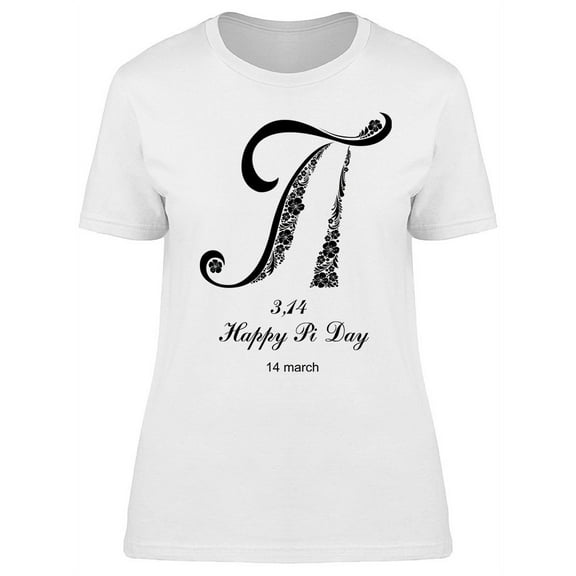 Happy Pi Day Floral Symbol T-Shirt Women -Image by Shutterstock, Female Medium