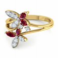 thumbnail image 6 of HeartsAndYou Marquise Natural Ruby Moissanite Butterfly Cocktail Ring 14k SOLID Yellow Gold, 6 of 9