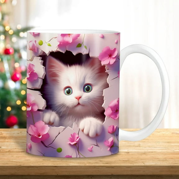 WLAGOOD 3D Cute Cat Coffee Mug，Fashionable Cup Artistic Ceramic Cup Multifunctional Mug