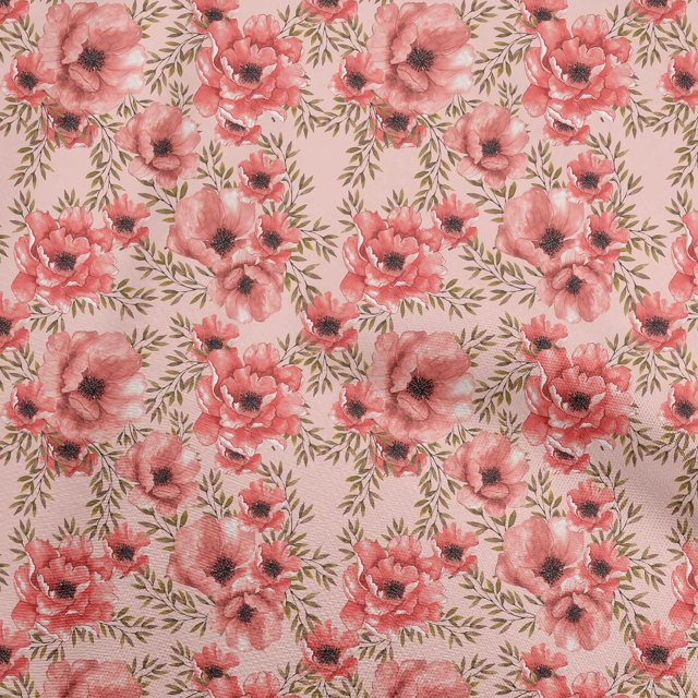 oneOone Polyester Spandex Dark Peach Fabric Floral Sewing Craft Projects Fabric Prints By Yard 56 Inch Wide