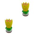 thumbnail image 2 of Matsuzay Velas rotatorias plásticas de la torta de cumpleaños de la música de la flor de loto de la flor de la capa doble amarillo 2piezas, 2 of 5