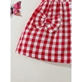 thumbnail image 7 of 18 Months Baby Girls Dress Toddler Girls Summer Plaid Dress 24 Months Girls Flying Sleeve Lapel Dress with Headband Red, 7 of 7