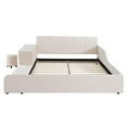 thumbnail image 6 of Bellemave Queen Size Velvet Upholstered Bed With Bedside Desk and Stool Queen Bed Frame with Headboard and Side Rails  Low Platform Bed, No box Spring Needed, Beige, 6 of 10