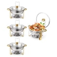 thumbnail image 1 of Ensemble de Buffets pour Réchauds, 2 Pcs Ou 4 Pcs, Plats Ronds pour Réchauds et Réchauds Alimentaires avec Couvercle en Verre Transparent – Acier Inoxydable Poli – Bord Doré / Bord en Acier Inoxydable, 1 of 8