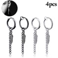 thumbnail image 1 of 4PCS Dangle Earrings Fashion Chain Feather Pattern Hoop Earrings Huggie Earrings, 1 of 10