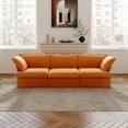 thumbnail image 3 of Sdorens Modular Sectional Sofa Couch,122.82" Velvet 3 Seater Sofa,Minimalist Style Comfy Couch for Living Room Apartment,Orange, 3 of 13
