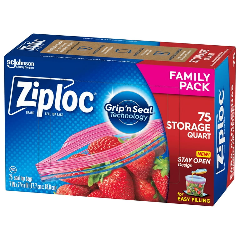 Ziploc® Grip N Seal™ Technology Quart Storage Bags with New Stay