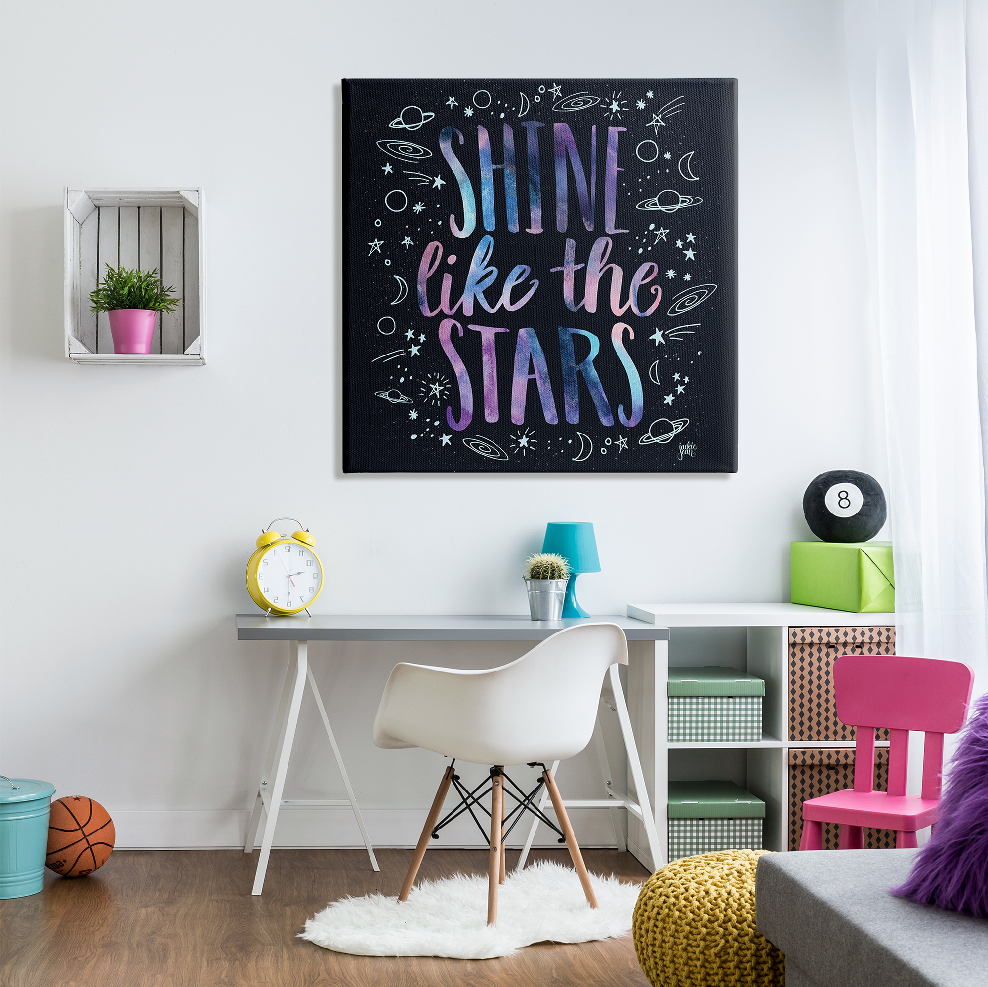 Stupell Industries Shine Like Stars Phrase Cosmic Typography Constellation Sketch, 36 x 36, Designed by Jackie Quigley