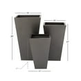 thumbnail image 4 of DecMode 17", 21", 25"H Light Weight Dark Gray Metal Geometric Planter with Tapered Base (3 Count), 4 of 12