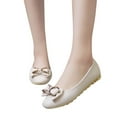 thumbnail image 2 of asdoklhq Womens Slip On Shoes Under $15,Women's Fashion Casual Round Toe Butterfly-Knot Shallow Slip On Flat Work Shoes, 2 of 8