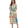 thumbnail image 4 of Whosucclay Boho Mandala Butterfly Print Nightgowns for Women Long Sleeve Housecoat with 2 Pockets Crew Neck Sleep Dress Comfy Full Length Zip Up Robe House Loungewear, XL, 4 of 6