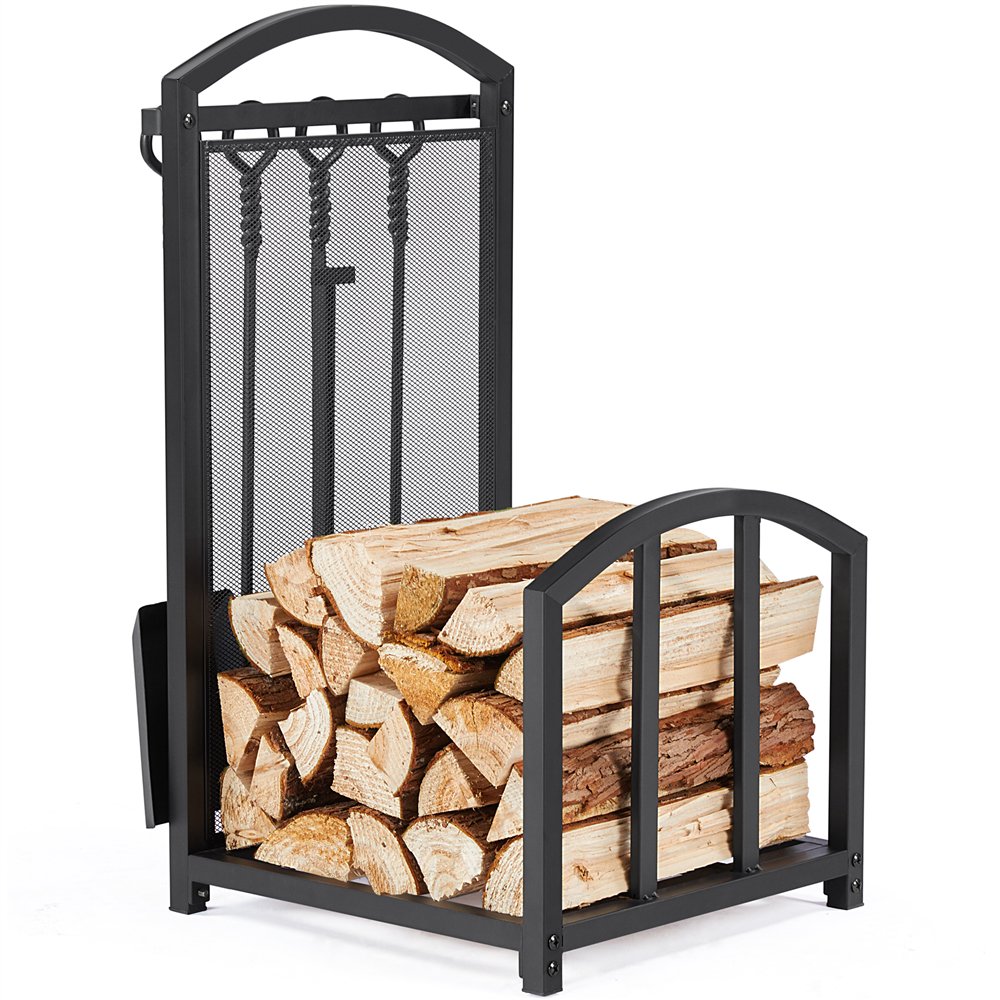 Yaheetech Fireplace Rack with 4 Tools and Log Holder for Indoor and  Outdoor, Black - Walmart.com
