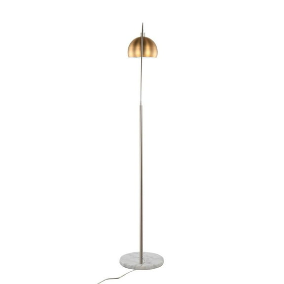 LumiSource White Marble, Nickel, Antique Brass Metal March Floor Lamp