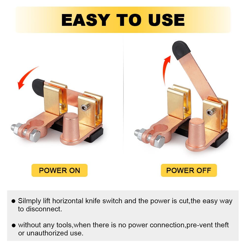 250A Isolator Power Cut Off Battery Disconnect Switch 12V 24V Top Post Knife Blade Series Switch for Marine Car Boat RV ATV